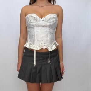 White Strapless Corset w/ Lil Bow & Garters
